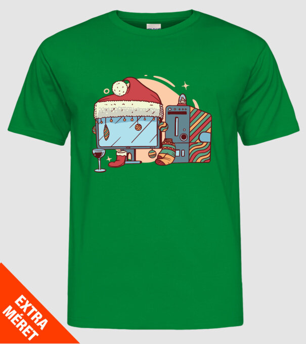 Computer de Crăciun model verde pe tricou