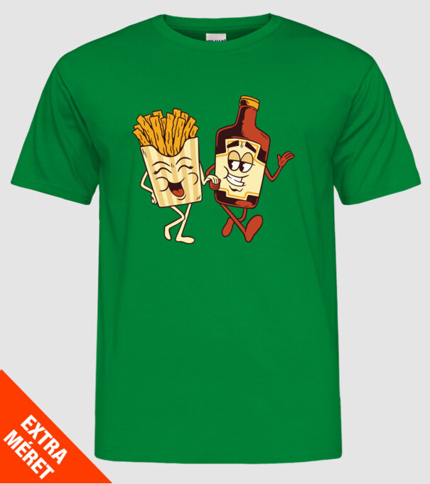 Ketchup + cartofi prăjiți model verde pe tricou