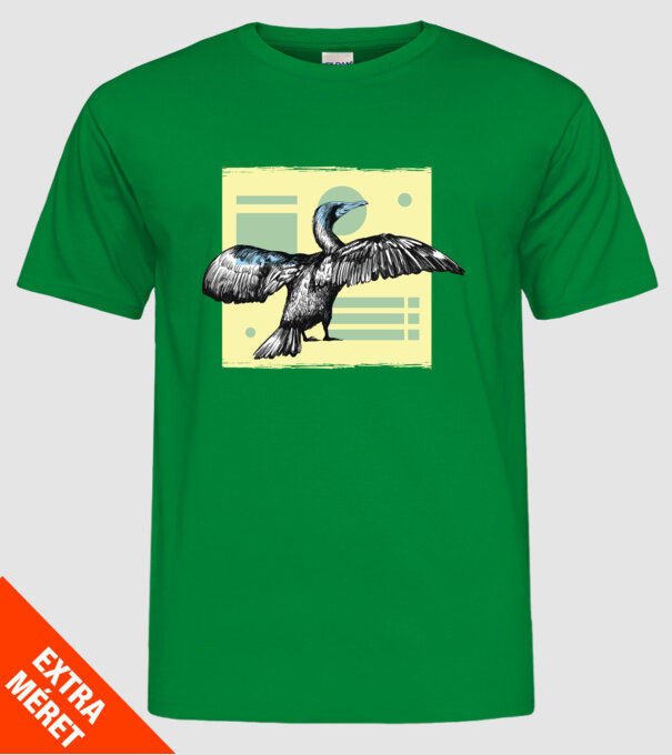 Pasăre cormoran model verde pe tricou