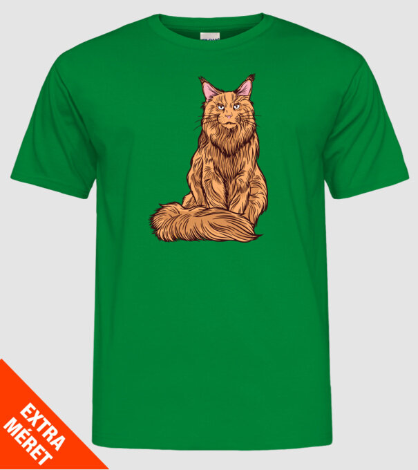 Pisică Maine Coon model verde pe tricou