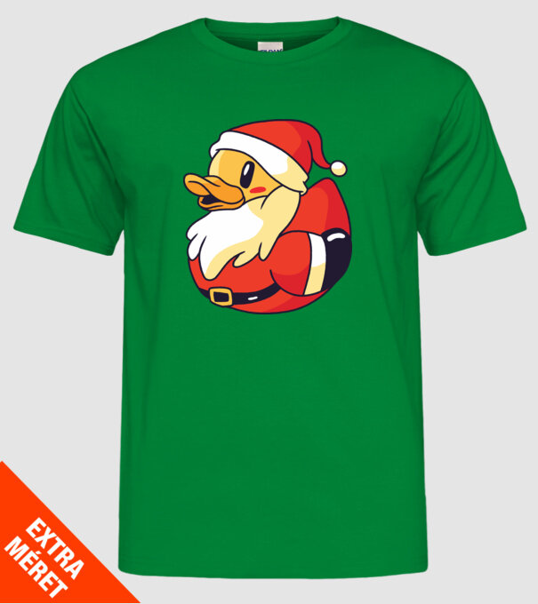 Tricou Moș Crăciun Rață model verde pe tricou
