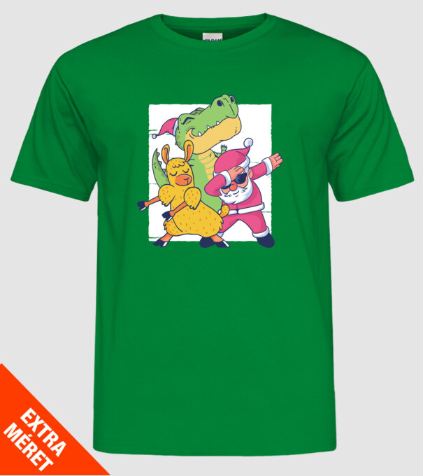 Moș Crăciun Llama T-rex DAB pentru Crăciun model verde pe tricou