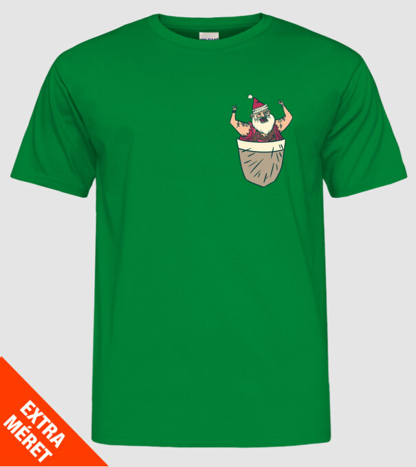 Buzunar Moș Crăciun model verde pe tricou