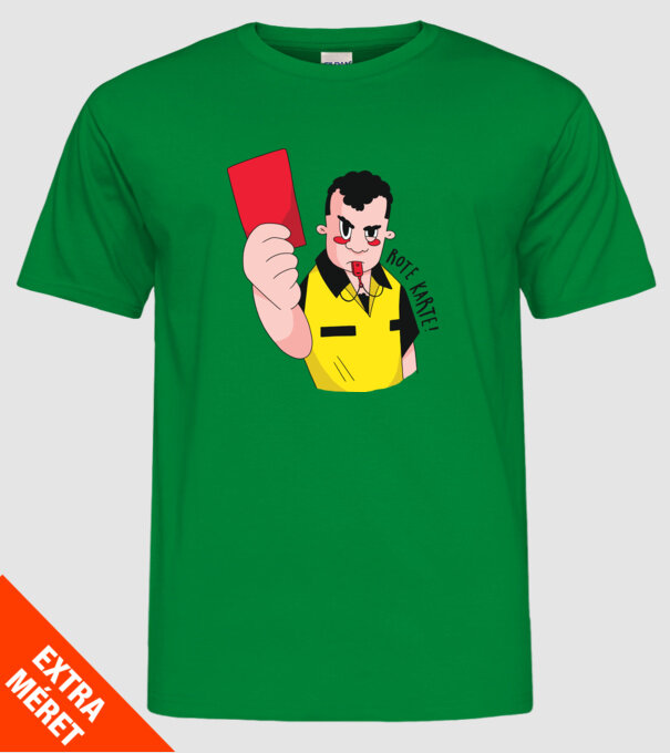 Cartonaș roșu model verde pe tricou