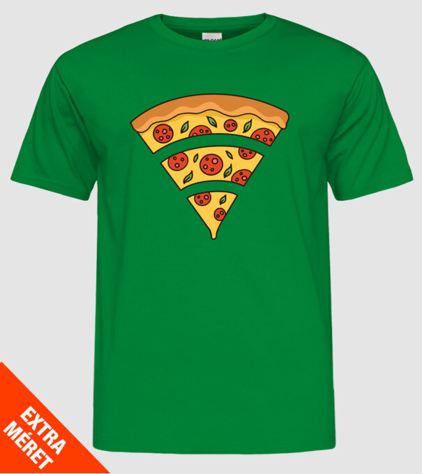 Felie de pizza Wifi model verde pe tricou