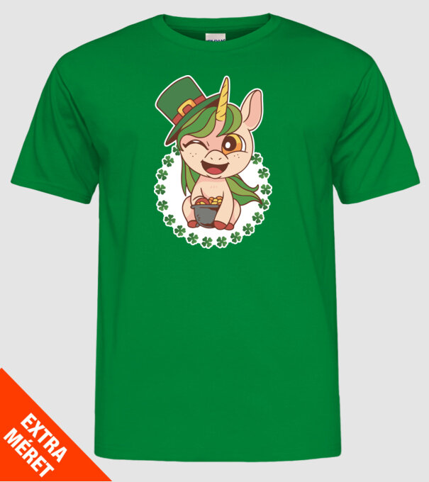 St Patrick Unicorn model verde pe tricou