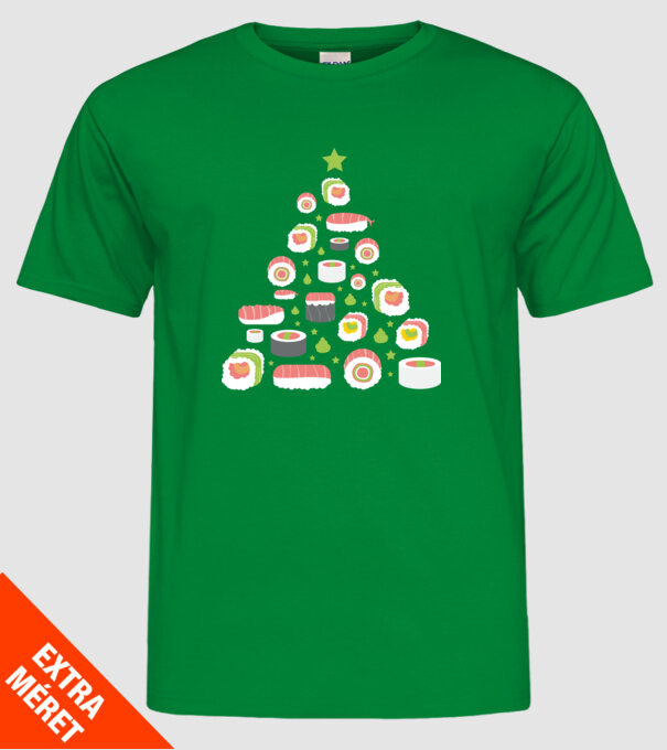 Pom de Crăciun Sushi model verde pe tricou