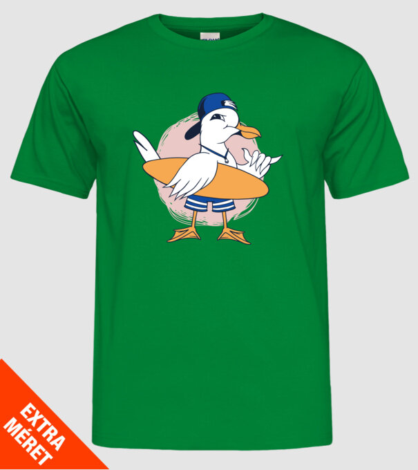 Pescăruș Surfing model verde pe tricou