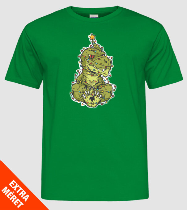 Dinozaur T-rex Pom de Crăciun tricou model verde pe tricou