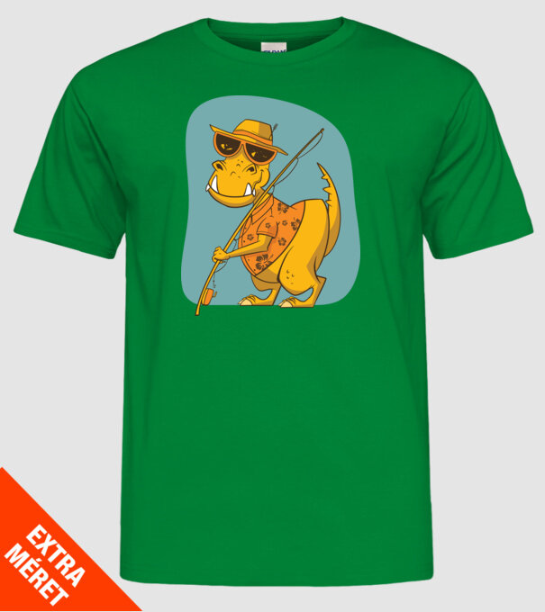 T-rex Pescar model verde pe tricou