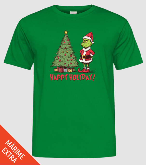 Happy Holiday Grinch model verde pe tricou
