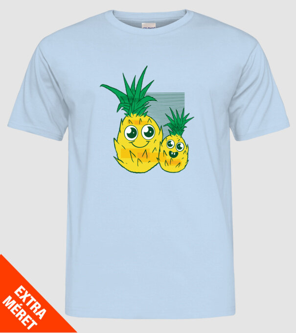 Familie Ananas model albastru deschis pe tricou
