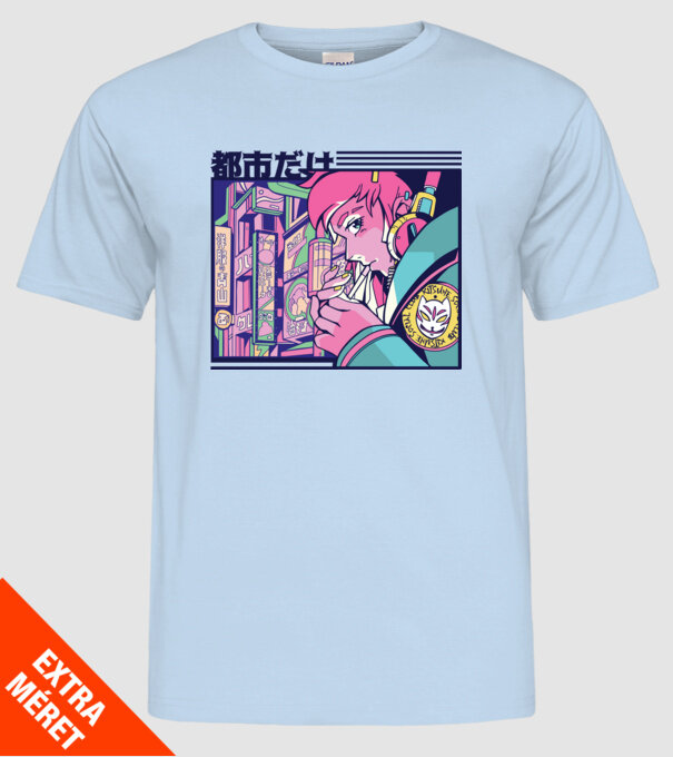 Anime Țigaretă model albastru deschis pe tricou