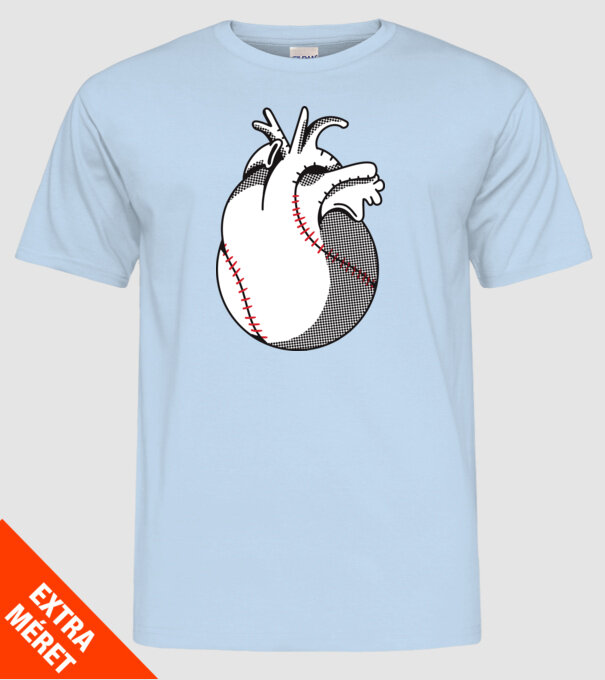 Inimă Baseball model albastru deschis pe tricou