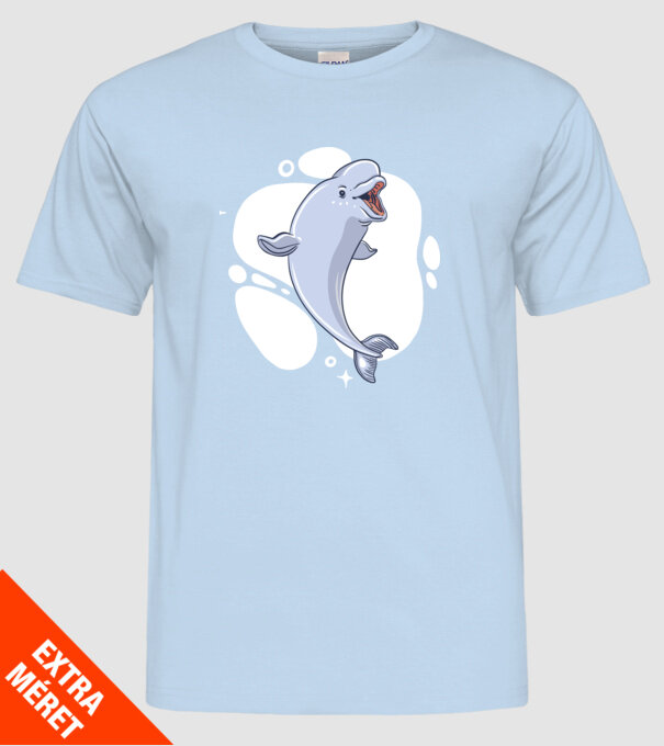 Balenă Beluga model albastru deschis pe tricou