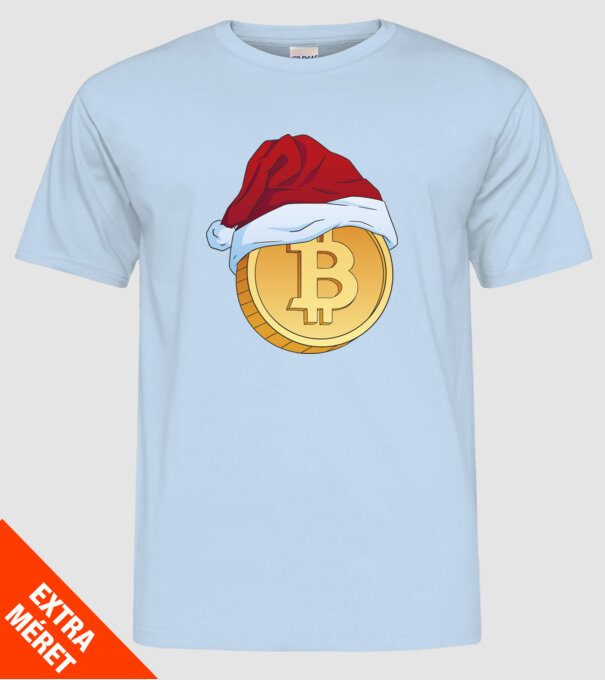Crăciun Bitcoin model albastru deschis pe tricou