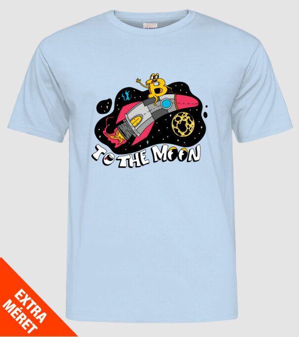 Bitcoin to the moon model albastru deschis pe tricou