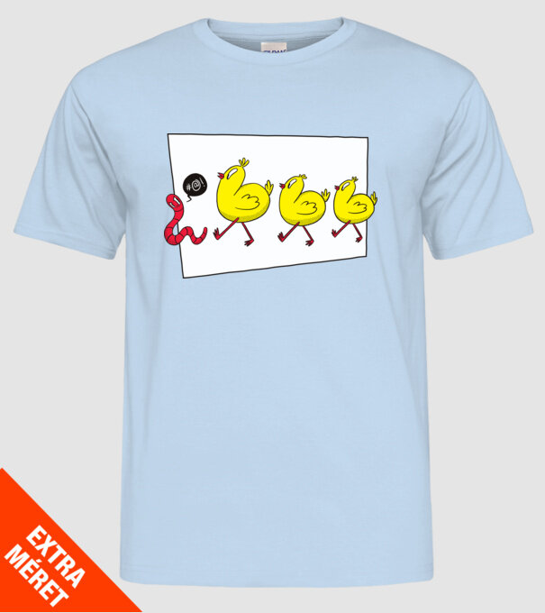 Pui cu vierme model albastru deschis pe tricou