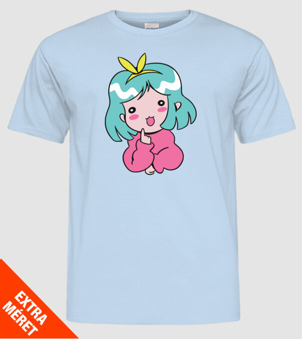 Fetiță drăguță Anime model albastru deschis pe tricou