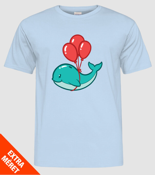 Balenă Drăguță cu Balon model albastru deschis pe tricou