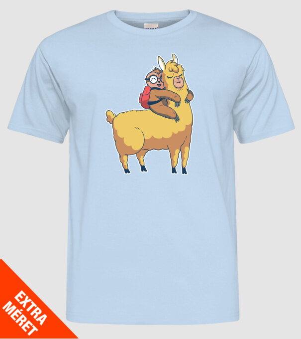 Leneș drăguț cu Lama școlar model albastru deschis pe tricou
