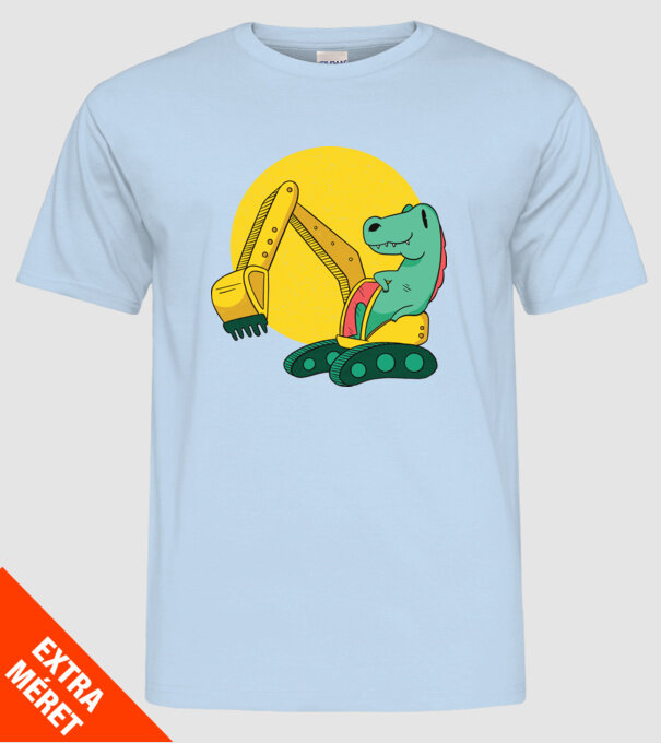 Excavator dinozaur model albastru deschis pe tricou