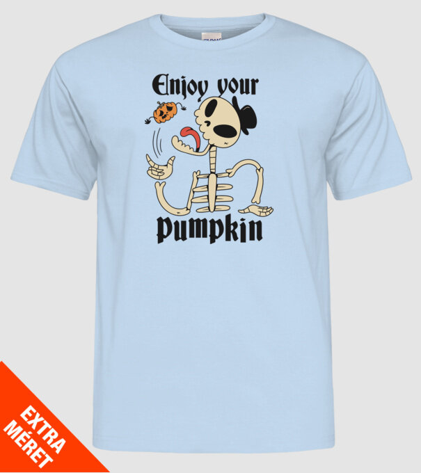 Enjoy your pumpkin Skeleton model albastru deschis pe tricou