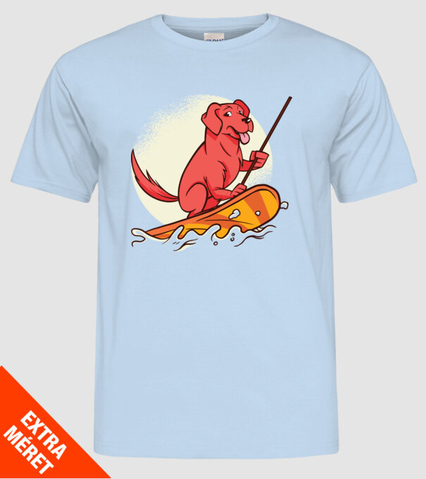 Câine vâslind model albastru deschis pe tricou