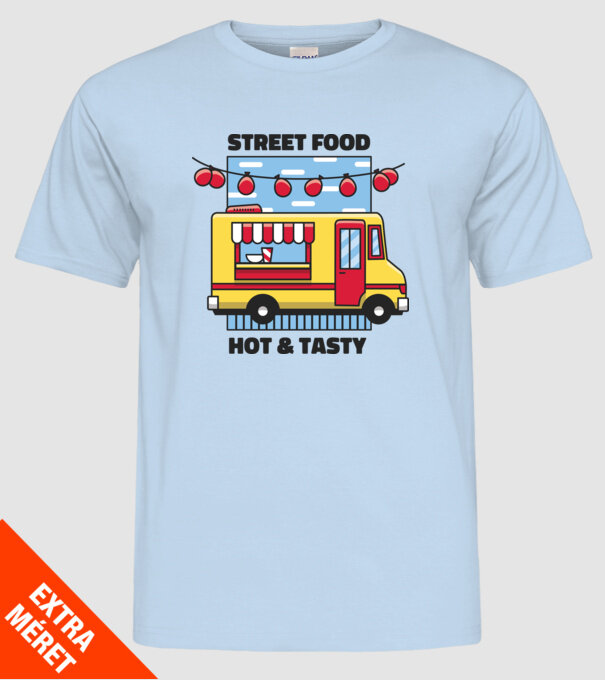 Foodtruck model albastru deschis pe tricou