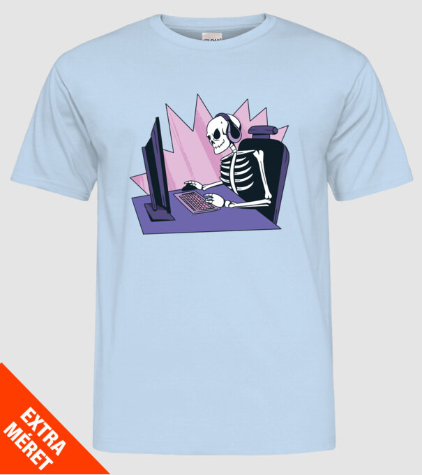 Schelet Gamer model albastru deschis pe tricou
