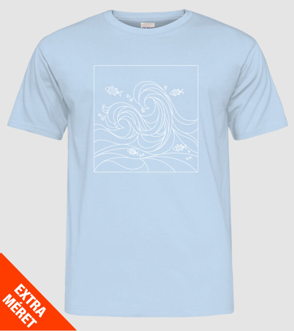 Ocean geometric model albastru deschis pe tricou