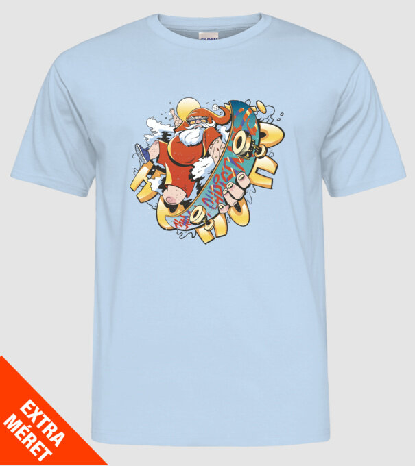 Moș Crăciun Skateboarder model albastru deschis pe tricou