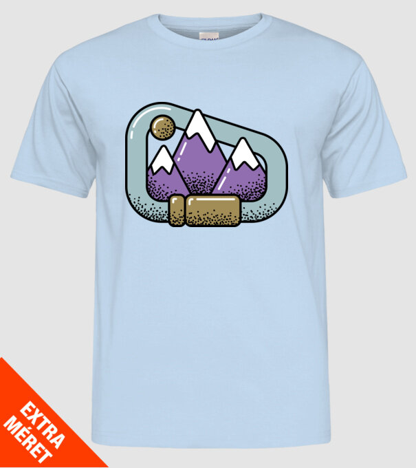 Carabină de alpinist model albastru deschis pe tricou