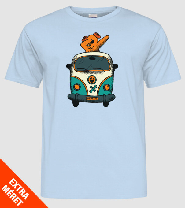 Microbuz Hippi Câine DAB model albastru deschis pe tricou