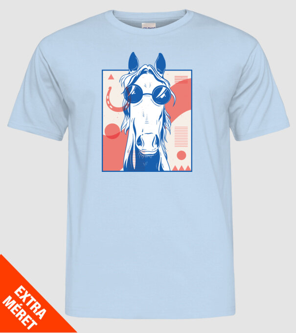 Cal Hippy model albastru deschis pe tricou