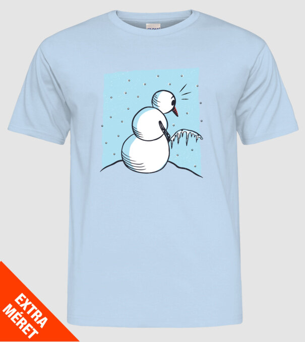 Om de zăpadă face pipi tricou amuzant model albastru deschis pe tricou