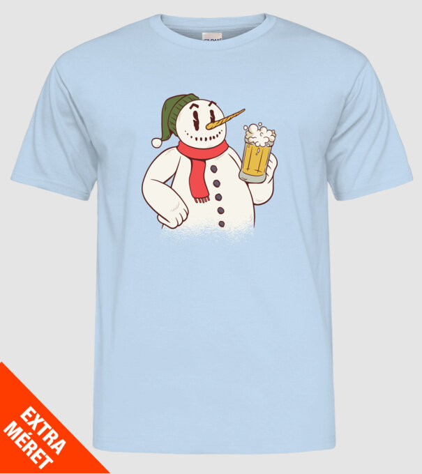 Om de zăpadă cu bere model albastru deschis pe tricou