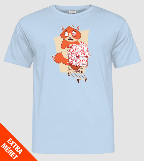 Hamster Panică cumpărături model albastru deschis pe tricou