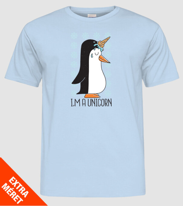 'I''m a Unicorn - Pinguin Unicorn' model albastru deschis pe tricou