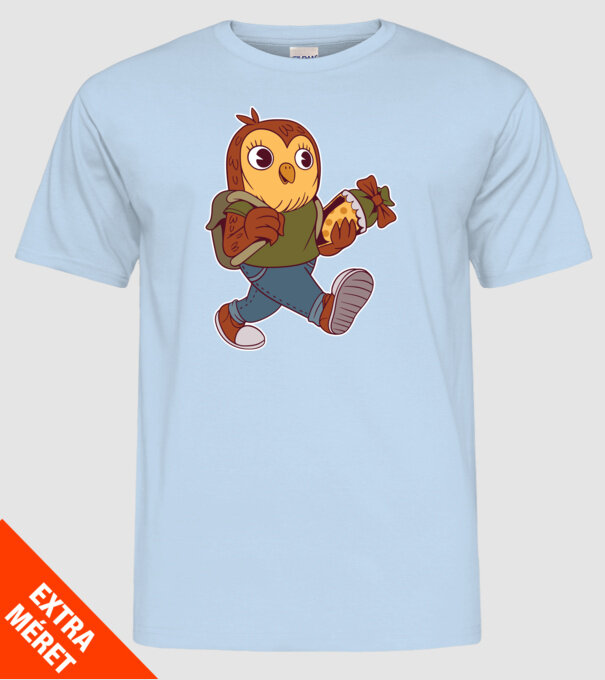 Bufniță școlar model albastru deschis pe tricou