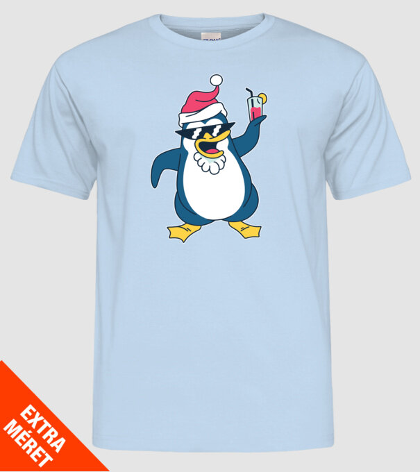 Pinguin de Crăciun model albastru deschis pe tricou