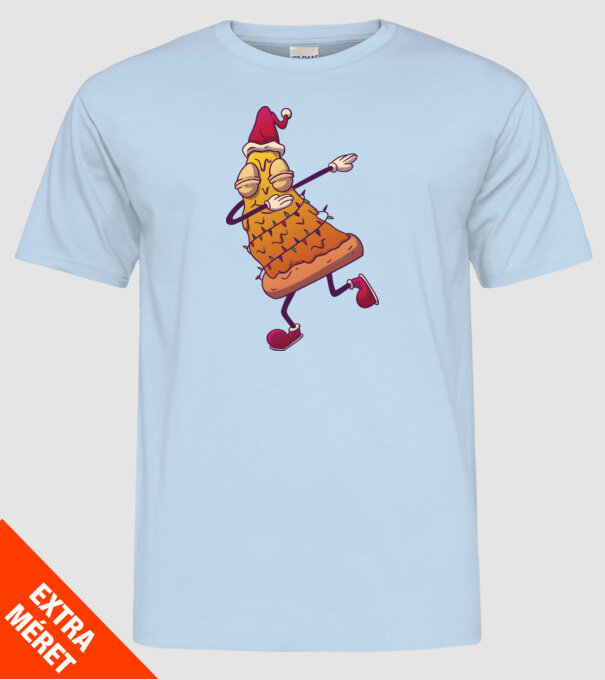 Pizza de Crăciun DAB model albastru deschis pe tricou