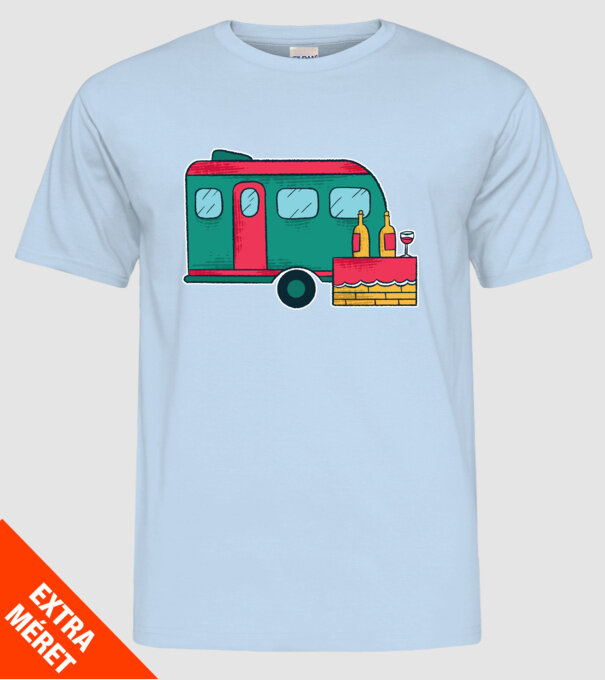 Autorulotă Camping model albastru deschis pe tricou