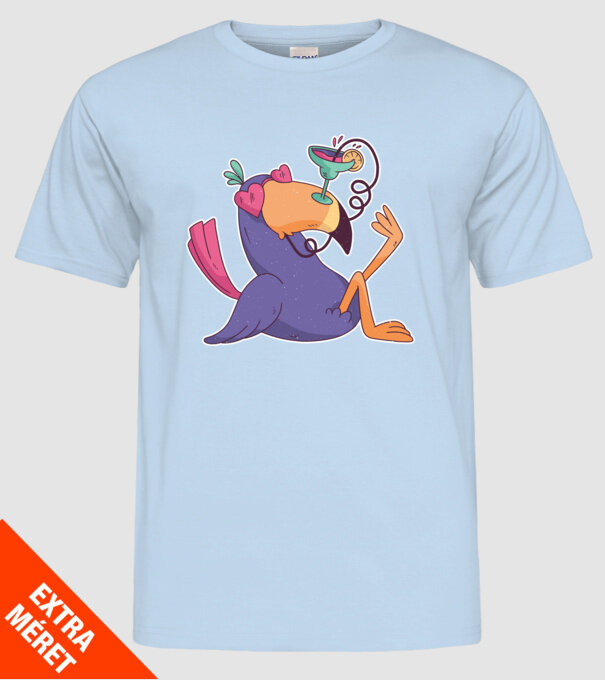Toucan cu cocktail model albastru deschis pe tricou