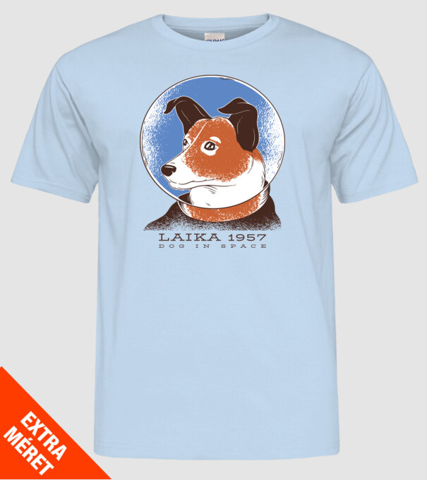 Laika 1957 - Câine în spațiu model albastru deschis pe tricou