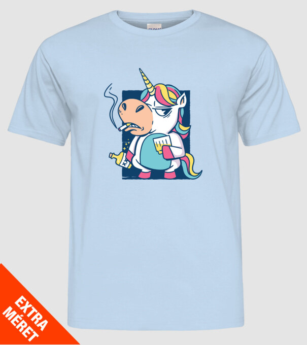 Unicorn rebel model albastru deschis pe tricou