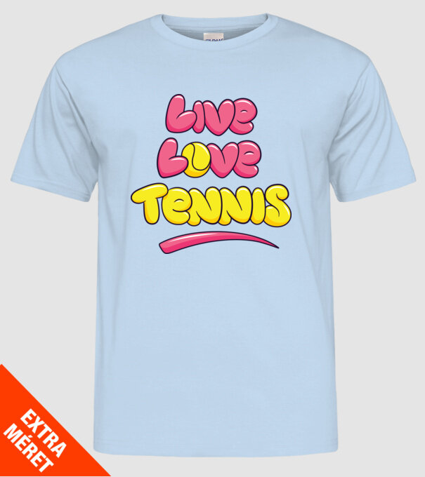 Live Love Tennis model albastru deschis pe tricou