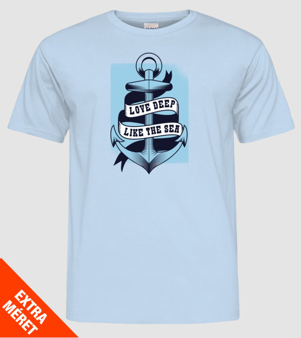 'Love deep like the sea ancoră dragoste Valentine''s Day' model albastru deschis pe tricou