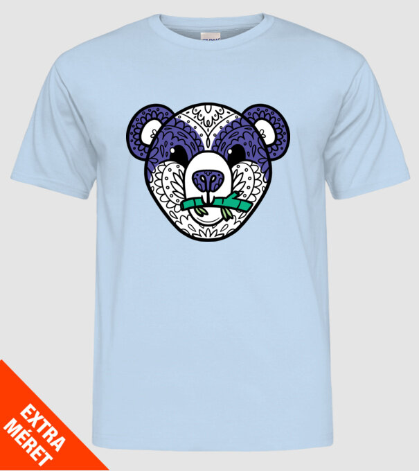 Mandala Panda model albastru deschis pe tricou