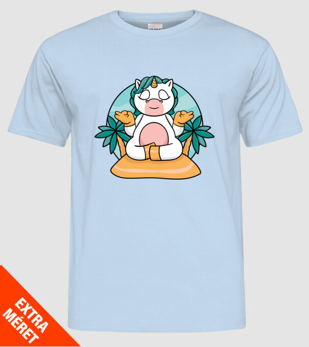 Unicornul meditator model albastru deschis pe tricou